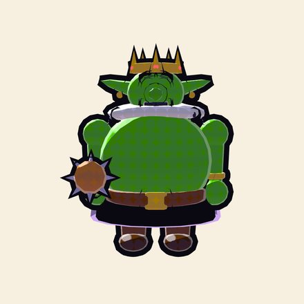 The Goblin King, a big green goblin in a gold crown